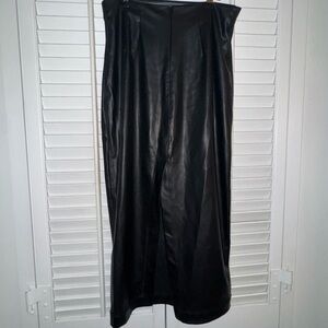 Zara Black Faux Leather Maxi Pencil Skirt